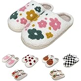 LEZIRTOI Retro Fuzzy Face Slippers for Women men， Womens Girls Cute Yellow the Lable Face House Slippers for Indoor Outdoor Pink/White/Black/Blue