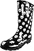 NORTY - Womens Hurricane Wellie Gloss Mid-Calf Paw Printed Rain Boot, Black, White 39203-8B(M) US