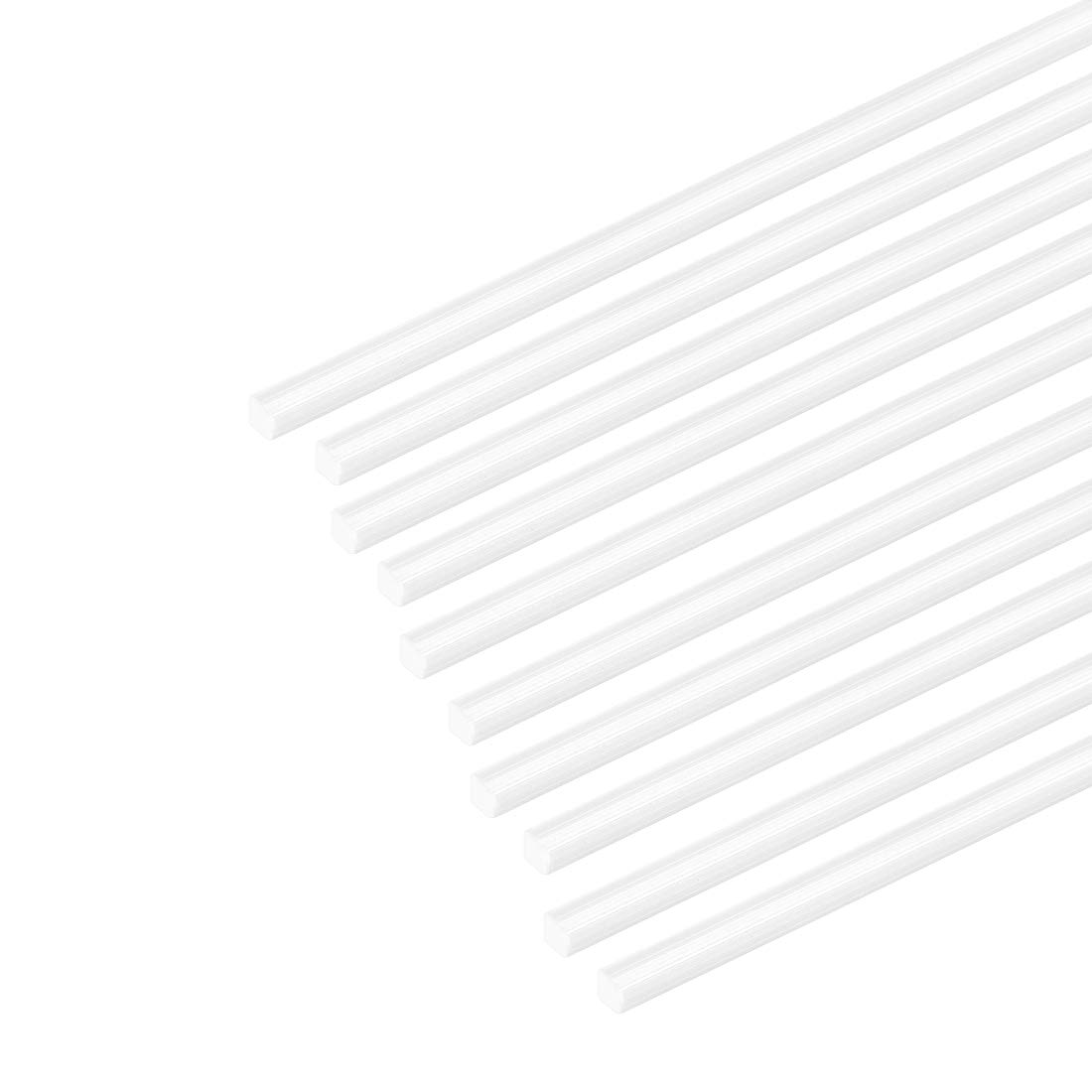 sourcing map 10pcs ABS Plastic Square Bars Rod 1.5mm×1.5mm×20inch for Architectural Model Making DIY White