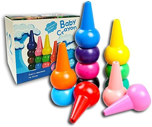 Toddlers Finger Crayons 3D Paint Palm Grip Safety Non-Toxic Washable Stackable Sticks Toys for Babies Toddlers Kids Children Boys Girls 12 Colors
