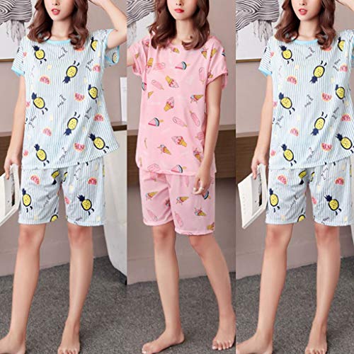 image for JJHYDZ Ice Man made fiber New Women Summer Pajamas Arranged Short Slee