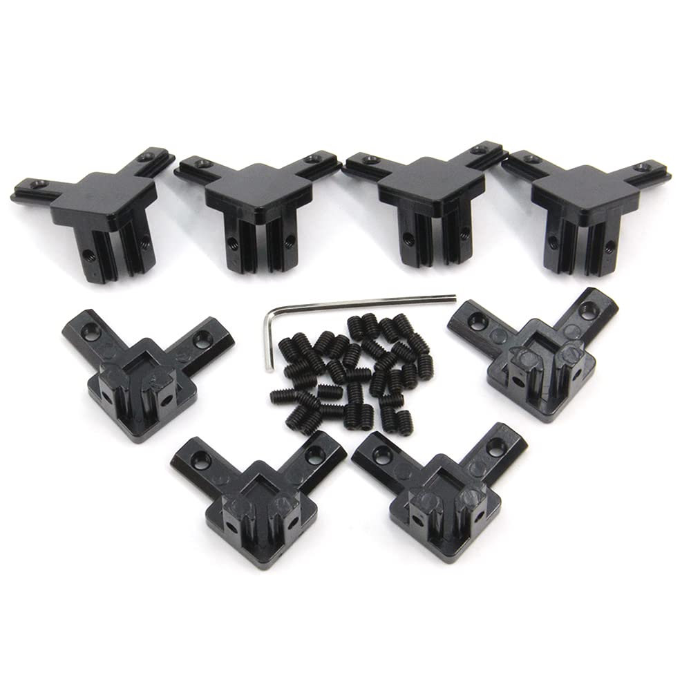 Zeberoxyz 8PCS Black 3 Way End Corner Bracket with Screws for 6mm T-Shape 2020 Series Aluminum Extrusion Profile (3-Way Corner Bracket-Black)