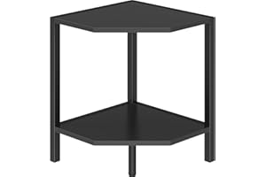 Creso hom Corner Shelf Stand, 2 Tier Industrial Corner Bookshelf, Multipurpose Standing Corner Display Shelf Countertop Organizer for Living Room Kitchen Bedroom Office, Black