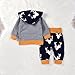 2PCs Baby Deer Print Hoodies with Pocket Top + Striped Long Pants Autumn Outfit Set (0-6M(Tag70), Grey&Yellow)
