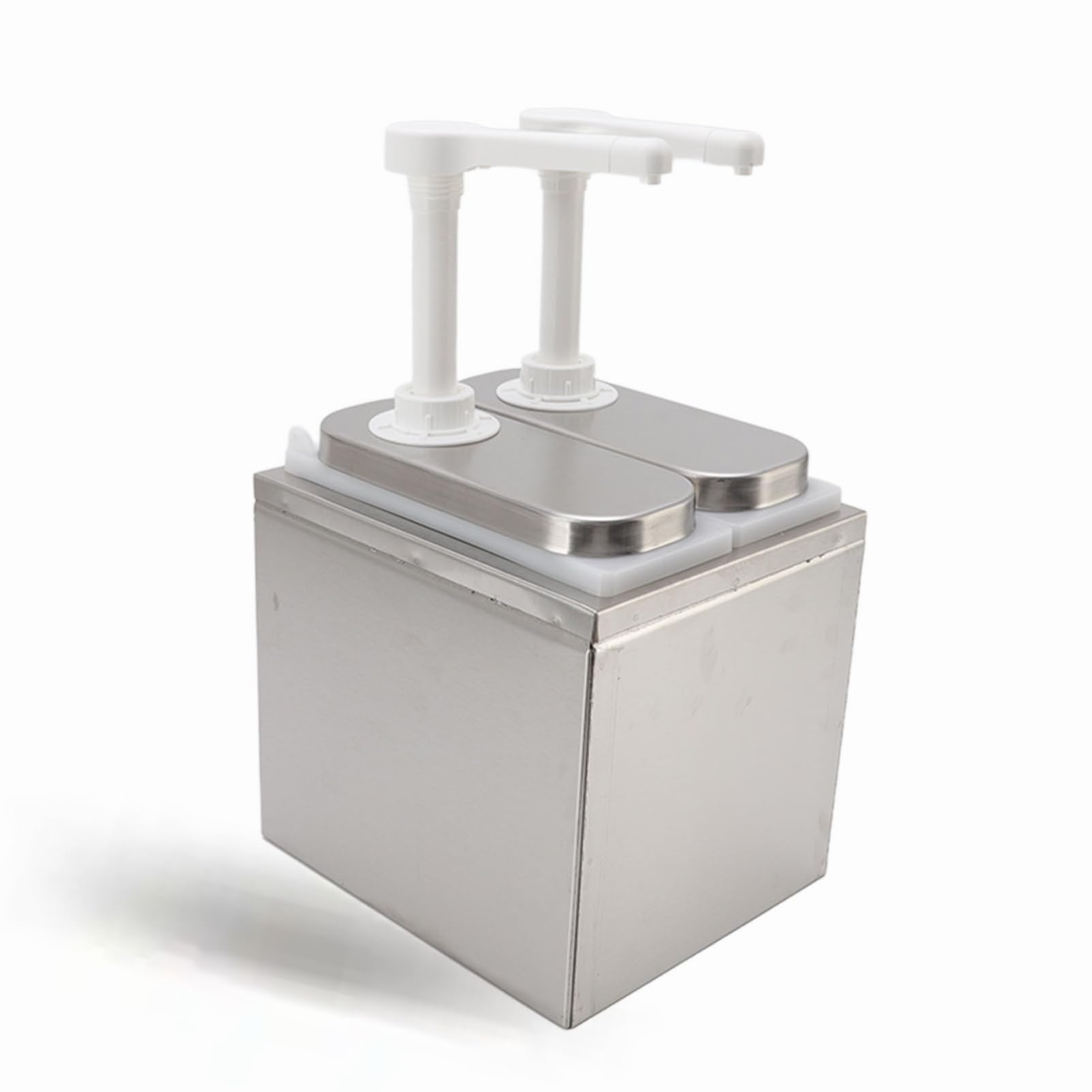 Sauce Dispenser Condiment Pump Station Household Honey Dispenser Plastic Stainless Steel Pump Bottle Dispenser for Kitchen Syrup Milk Cooking Oil(Double head 1L/head)