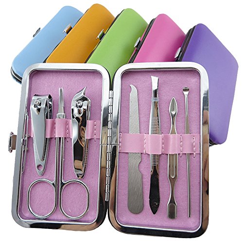 Dealglad 7pcs Stainless Steel Nail Care Personal Manicure & Pedicure Set ,Nail Clippers Scissors Travel & Grooming Kit Tool (Rose)