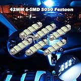 Partsam 6Pcs 6Smd Led Ice Blue 42Mm Festoon Rear Dome Light Bulbs 211-2 6413 For 2005-2013 Ford Escape
