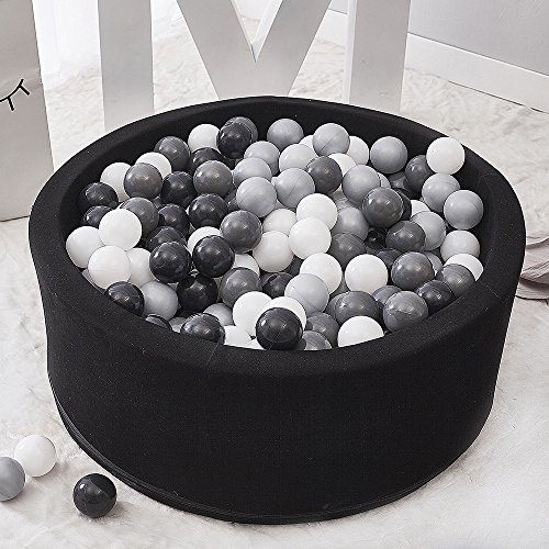 Wonder Space Soft Pit Balls, Chemical-Free Crush Proof Plastic Ocean Ball, BPA Free with No Smell, Safe for Toddler Ball Pit/ Kiddie Pool/ Indoor Baby Playpen, Pack of 100 (Black)