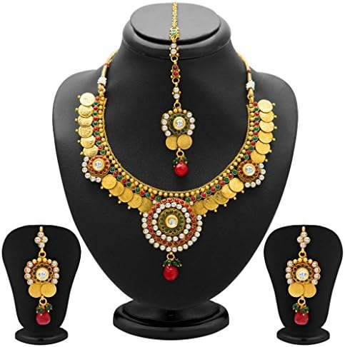 Indian Necklace Jewelry Set Bollywood Fashion Bridal Estonish Gold Temple Coin For Women