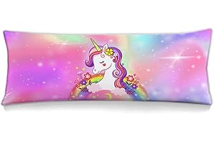 COLOZA Rainbow Unicorn body pillowcase for Boys Girls Unicorn Cartoon Long Pillow Case Protector with Zipper Decorative Ultra Soft 20"x54"