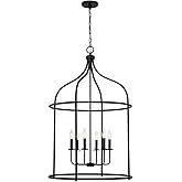 Savoy House 3-7388-6-89 Brookstone Traditional Open Lantern Style Birdcage-Like Candle Pendant, 6-Light 360 Total Watts, 40" 