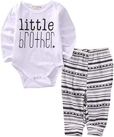 Baby Boy Little Brother Romper Tops Bodysuit Pants Outfits Set