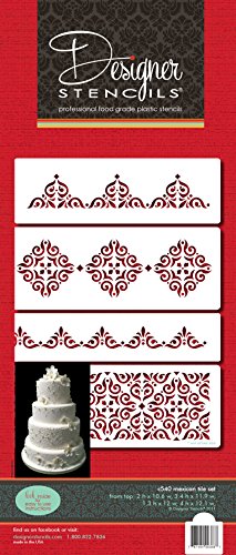 Designer Stencils C540 Mexican Tile Cake Stencil Set, Beige/semi-transparent