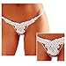 Womens Diamond T Back White Wet Panties Embroidery Thongs Metal Lace Tanga Panty
