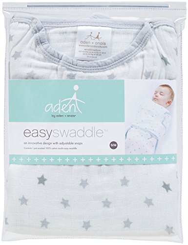 aden by aden + anais Easy Swaddle Sack | Muslin Baby Wrap | Ideal for Baby Girls & Boys | Newborn Boy & Girl, Unisex Infant Wraps, Wearable Swaddles Sleep Sack, Small/Medium