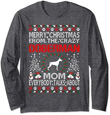 Unisex Merry Christmas From Doberman Dog Mom Ugly Sweater Tshirt Small Dark Heather