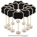 Anpatio Pack of 12 Wooden Chalkboard Herb Garden Plant Marker Mini Menu Food Label Home Wedding Party Decorative Signs with White Marker Pen
