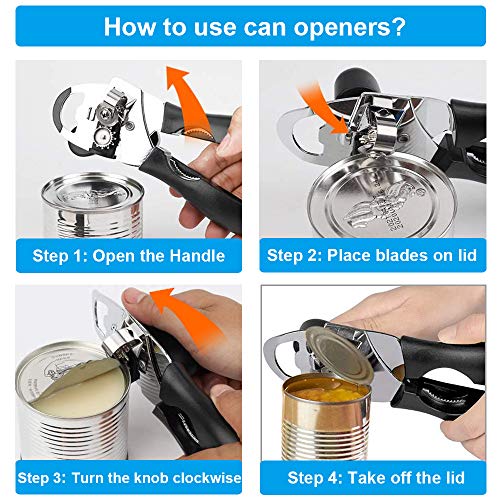 Manual Can Opener Handheld Smooth Edge, CLZWiiN Multifunction 4in1