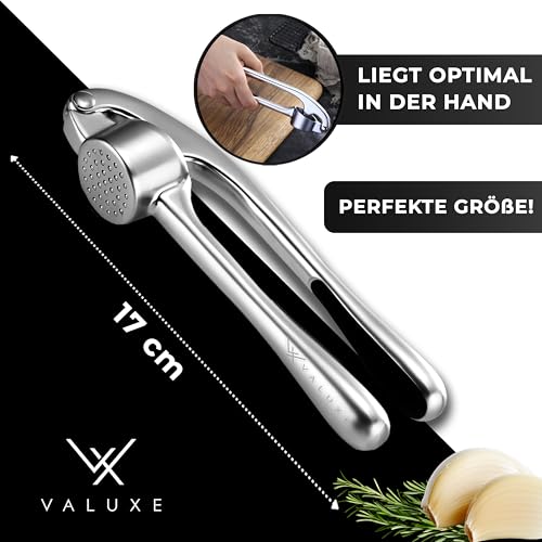 VALUXE® Knoblauchpresse spülmaschinenfest mit kraftvoller Hebelwirkung - Praktische Knoblauch-Presse - Profi Garlic Press Crusher, Handpresse hochwertig & robust thumbnail 2