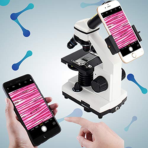 Microscope for Kids and Students-40X-640X Magnification Dual LED Illumination Lab Compound Monocular Microscopes-with 16X Eyepiece Smartphone Digiscoping Adaptor for Observing Capturing and Sharing