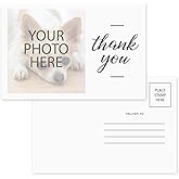 SBLABELS Personalized Photo Script Thank You Postcards / 50 Custom Appreciation Classic Mailing Postcards / 4" x 6" Flat Postcard/Elegant Fill In Appreciation Thanks Cards/Made In The USA