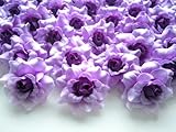 (100) Silk Purple Roses Flower Head - 1.75