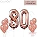 Rose Gold 80th Birthday Decorations for Women– Large, 40 Inch | 80 Balloon Numbers with Latex Balloons, Pack of 10 | Number 8 and 0 Mylar Foil Balloons | Rose Gold 80 Year Old Birthday Decorations
