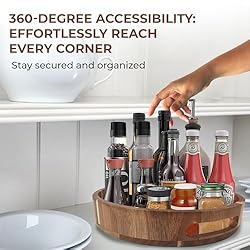 PANDAWOOD 12 Inch Lazy Susan Organizer 100% Acacia