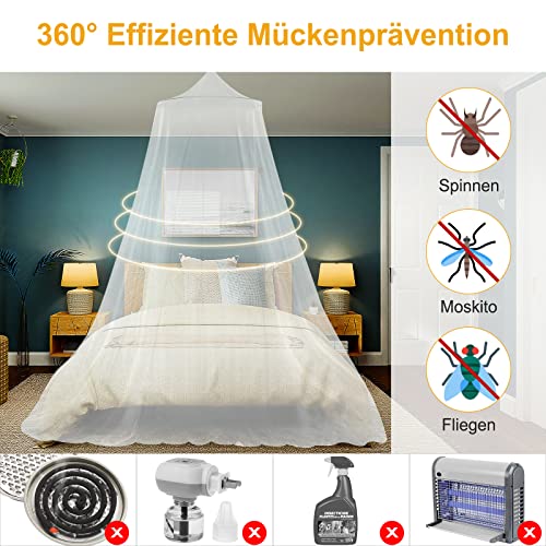 VEVOQIM Mosquito Net Bed for Double Bed Single Bed, Large Mosquito Net Travel Bed Canopy Mosquito Net Fine Mesh as Mosquito Protection, Fly Net Mosquito Nets for Travel and Home Indoor Outdoor
