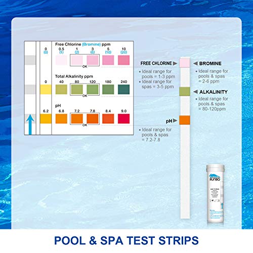 RUNBO 4 in 1 Pool & SPA Quality Testing Strips Easy and Accurate Test Free Chlorine, Bromine, Total Alkalinity and pH. 100 Counts. - Thumbnail 4