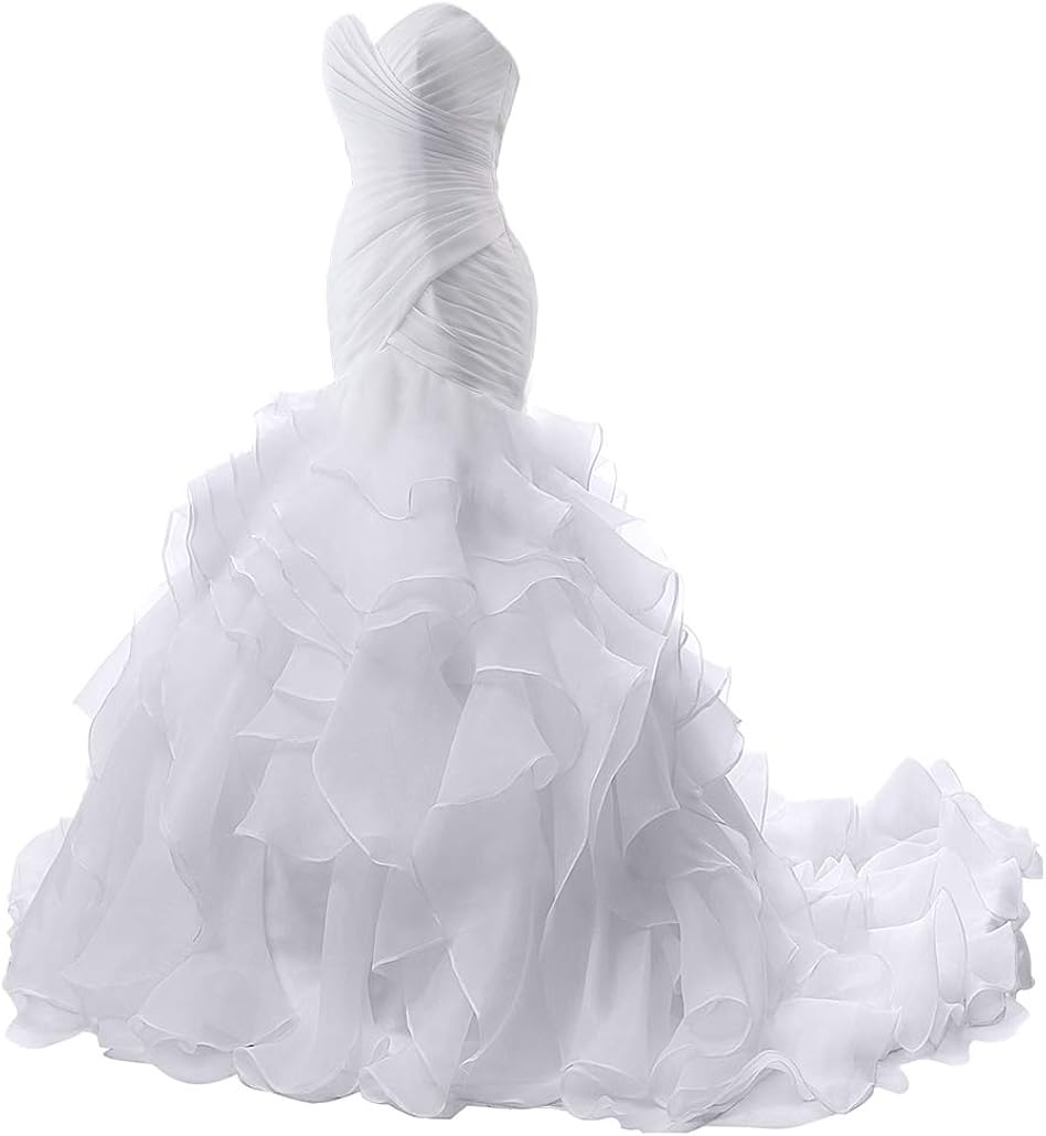 Wedding Dress Mermaid Bridal Dress Trumpet Wedding Gown for Women Ruffles