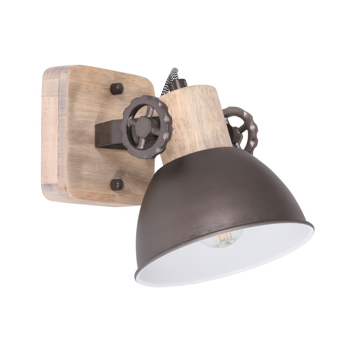 Retro Wall Light Oak Wood Spotlight Anthracite Living Room spot lamp Adjustable Steinhauer 7968A
