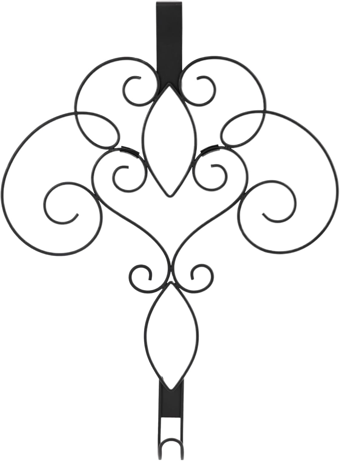 Wreath Hangers - Haute Decor 18-inch Strong Metal Scrollwork Over The Door Wreath Hanger, Full Ornate Scroll Design - Matte Black Finish - Easily Holds Large and Heavy Wreaths and Swags