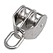 CNBTR M32 Silver 304 Stainless Steel 30mm Swivel Double Pulley Block Chain Traction Wheel