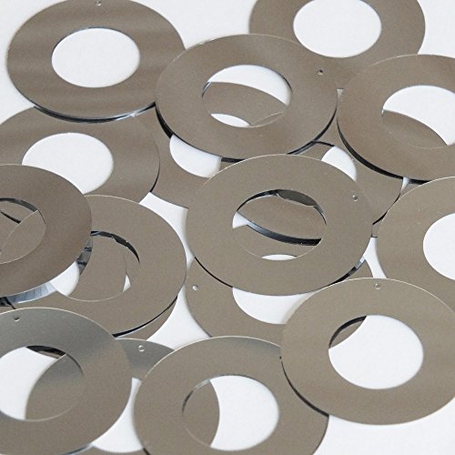 Silver Sequin Donut 1.5 inch Couture Paillettes. Made in USA. Loose sequins for embroidery, bridal, applique, arts, crafts, and embellishment