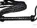 Prairie Horse Supply Premium Quality Leather and Suede Short Whip, Bull Whip, 9 Genuine Leather Braided Tails, Extra Long Handle Wrapped in Leather and Suede, with 2 Turkhead Knots (Black)