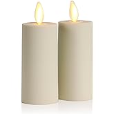 Luminara Outdoor Votive Flameless LED Candle, Set of 2 Ivory 1.5" x 4", Moving Flame Battery Operated Timer Remote Ready IPX4