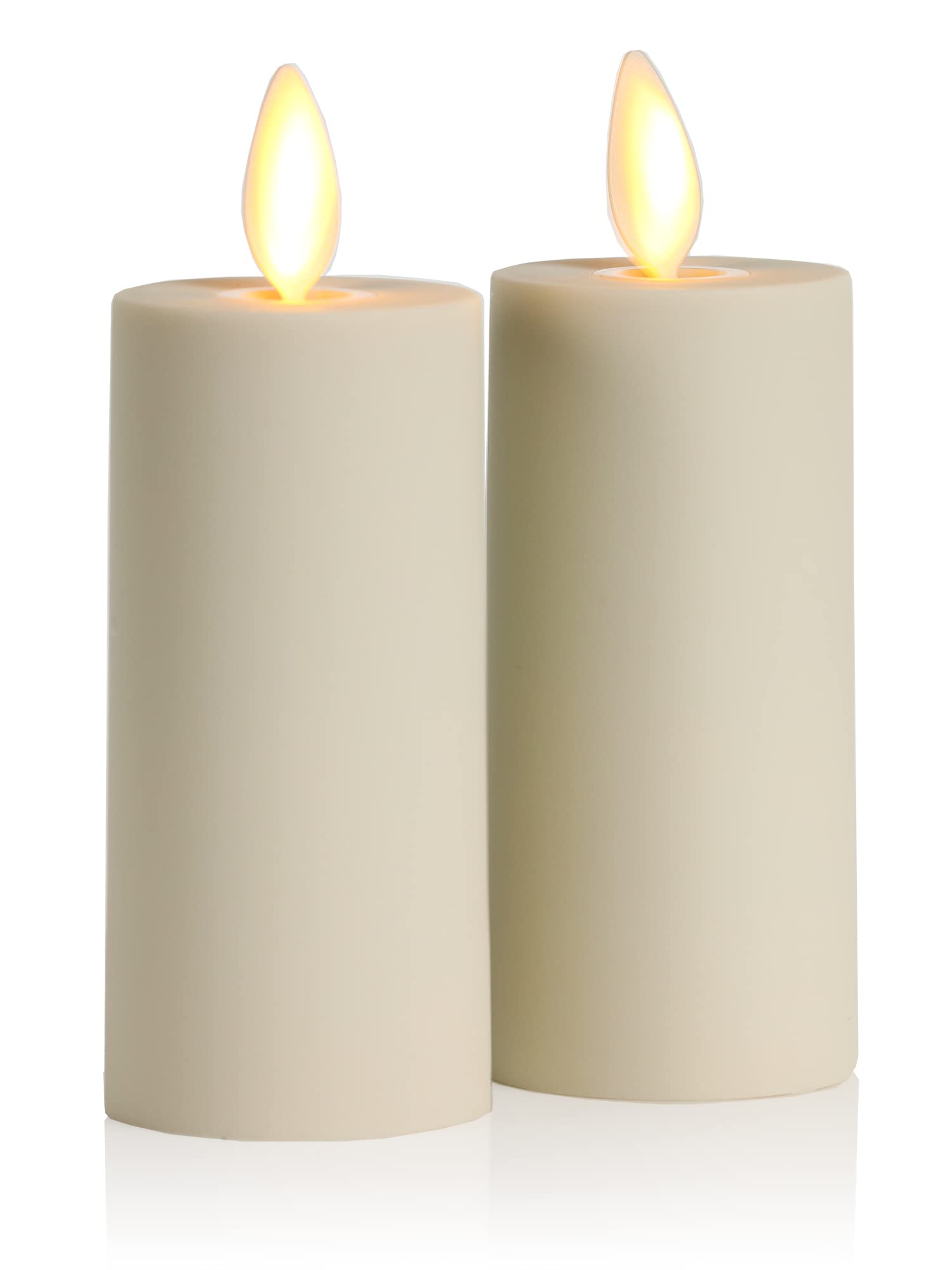 Luminara Realistic Artificial Moving Flame Votive Candle - Set of 2 - Batter Operated, Timer, Remote Ready - Ivory - (4 Wide x 10 Tall, Centimetre)