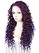 Ebingoo 26 Inch Fashion Purple Mixed Lace Front Wigs for Women +Wig Cap Long Curly Wavy Synthetic Lace Free Party Wigs Heat Resistant Fiber Wig for Daily Wear
