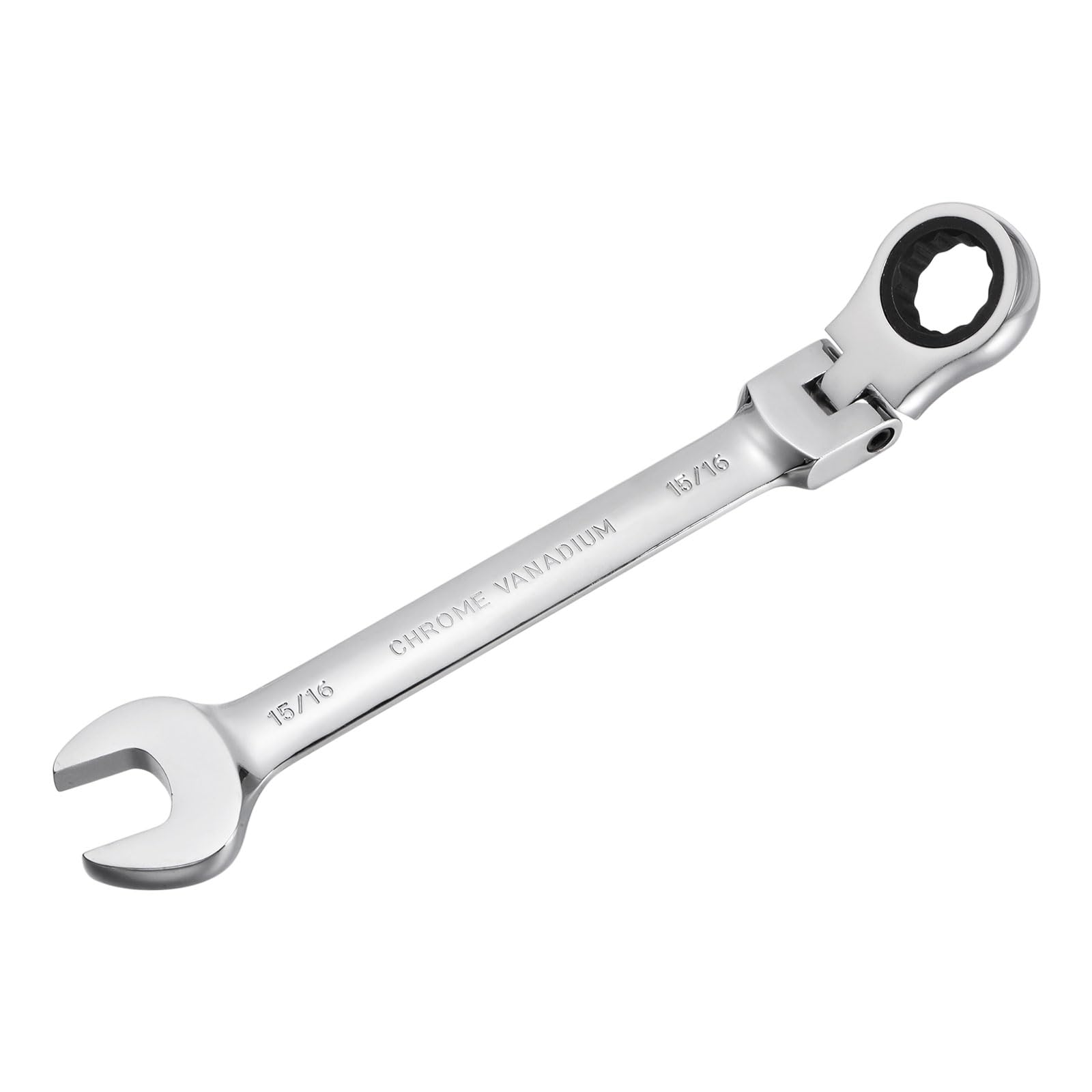 Uxcell 15/16 Inch Flex-Head Ratcheting Combination Wrench SAE 72 Teeth 12 Point Ratchet Box Ended Spanner Tools, Cr-V