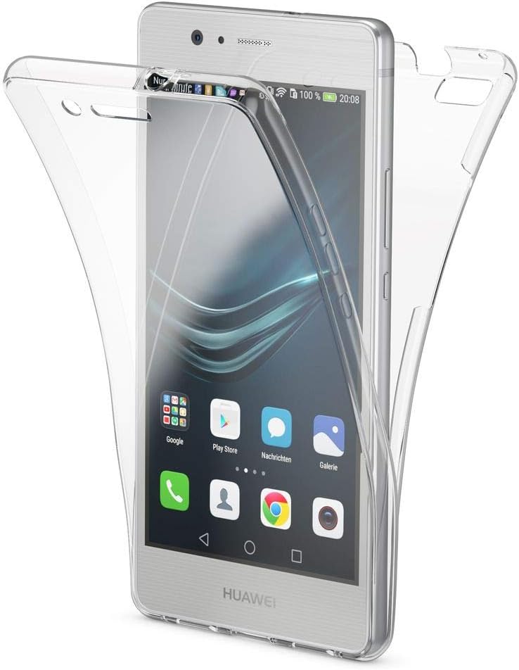 NALIA Full Body Case compatible with Huawei P9 Lite 2016, 360 Degree Front & Back Soft Skin Phone-Cover, Full Protection Ultra-Thin Silicone Shockproof Bumper Slim Transparent Protective - Clear