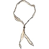 JGHIFLYE Casual Scarf Fabric Choker Necklace for Women, Beads Adjustable Bandana Brown Silk Satin Style Jewelry Necklace for Holiday