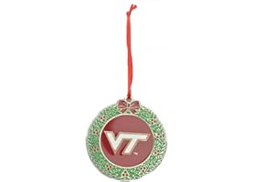 COLLEGIATE PULSE Virginia Tech Hokies Wreath Metal Christmas Ornament