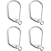 100pcs Hypoallergenic Earring Hooks, Leverback Earwire, Sterling Silver Plated Brass CF195-19mm Long