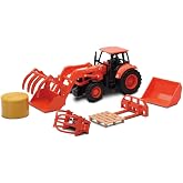 New Ray Toys SS-15845-1:32 Kubota Farm Tractor with Interchangeable Parts