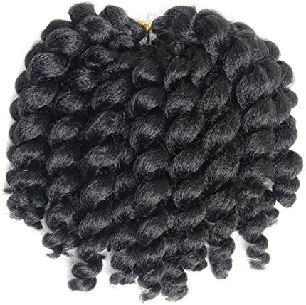 8 Inch Wand Curls Jamaican Bounce Synthetic Hair Extension, 3 packs (20 Roots/Pack)African Collection JAMAICAN BOUNCE Crochet Braids Extensions (1B)
