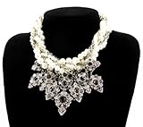 Fit&Wit Rhinestone Crystal Resin Pearl Statement Layered Beads Fashion Necklace