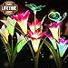 3-Pack Solar Flower Lights Outdoor,Solar Garden Decorative Lights,Solar Powered Garden Lights Outdoor Multi-Color Changing Lily Solar Flower Lights for Patio,Yard Decoration（Pink,White,Purple）