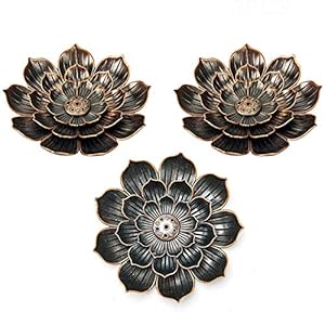 NANAOUS Lotus Brass Incense Holder 1 Pack Lotus Stick Incense Burner Cone Incense Holder with Ash Catcher for Home Fragrance Accessories (3PC)