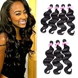 Perstar Hair 8A Grade Brazilian Body Wave hair 4 bundles Remy Human Hair extension Uprocessed Virgin Hair Natural Color (22 24 26 28, natural color)…